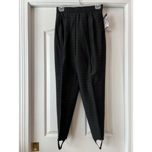 NEW Vintage Women's Pants 12 Green Plaid Stirrup High Waisted Large Retro 90s